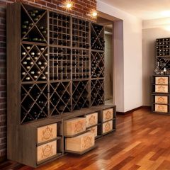 Wine rack system 52cm, dark brown stained