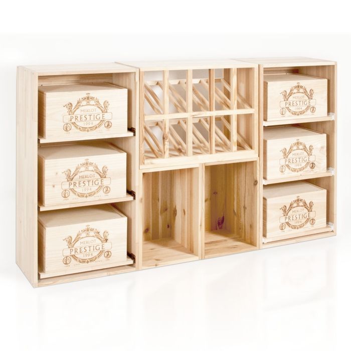 Wine rack BOX - Combi, natural wood