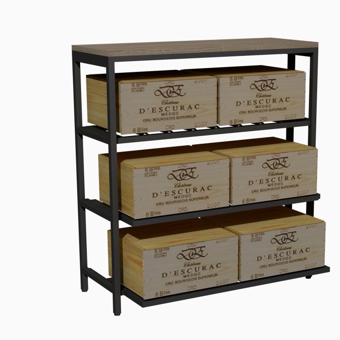 Metal wine rack BLACK PURE, model 5 with pull-outs for wine crates, D 30 cm To the rack configurator Metal wine rack BLACK PURE, model 5 with pull-outs for wine crates, D 30 cm
