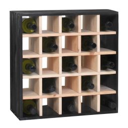 Wine rack 52 cm, check, stained black-natural