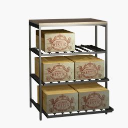 Metal wine rack BLACK PURE, model 6 with pull-outs for wine crates, D 60 cm